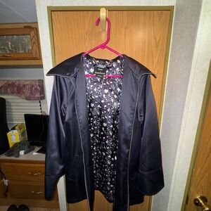 Dennis Basso Satin Navy Women's Coat - S